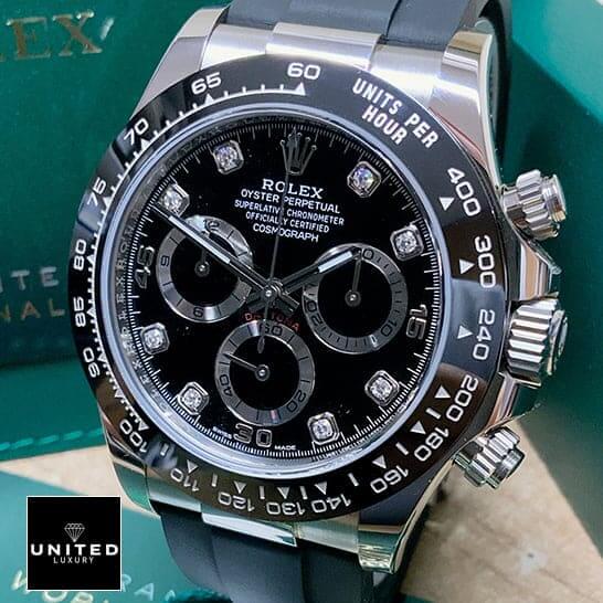 Rolex Daytona Oysterflex 116519LN Dial is Black with Diamond 