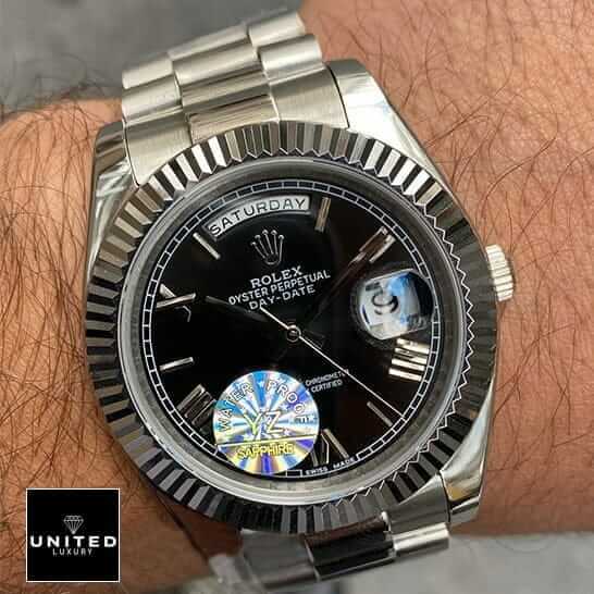 Rolex Presidential 1 Rolex Day Date II Presidential Black Roman Dial 218239 Jubilee