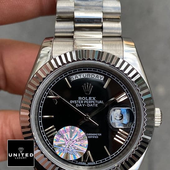 Rolex Presidential 6 Rolex Day Date II Presidential Black Roman Dial 218239 Silver Jubilee
