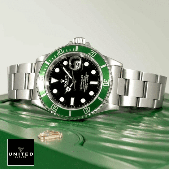 Rolex Submariner Date Kermit Black Dial 16610LV MK2  on the Green Rolex Box