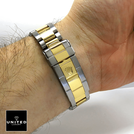 Rolex Submariner 16613 Two Tone Bracelet Fold Clasp on the Rolex Logo 