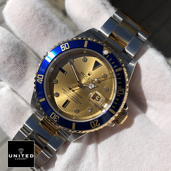 Rolex Submariner 16613 Two Tone Stainless Steel Blue Bezel 