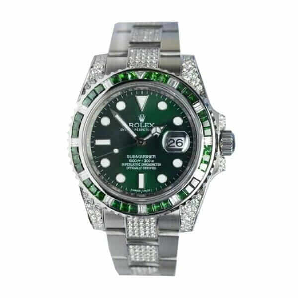 Rolex Submariner Hulk 116610LV Diamond Green Dial Iced Out 