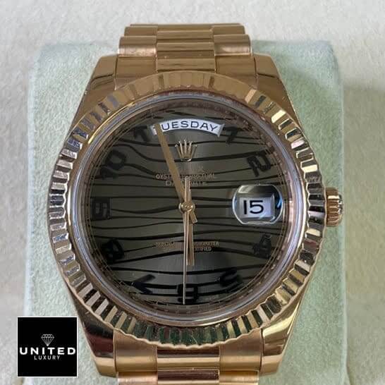 Rolex Wave chocolate brown dial has Roman numerals 218235-0035 