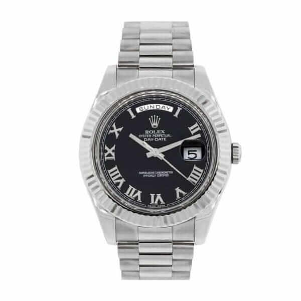 rolex-white-gold-day-date-ii-presidential-black-roman-dial-218239