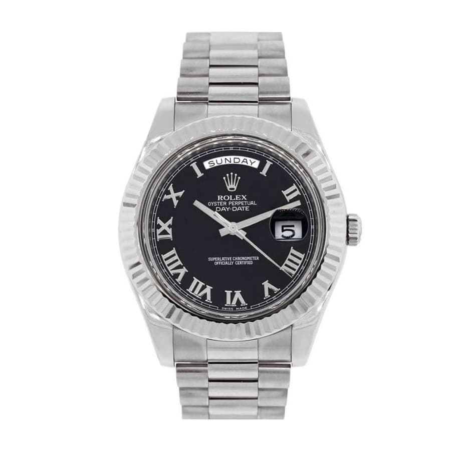 rolex-white-gold-day-date-ii-presidential-black-roman-dial-218239