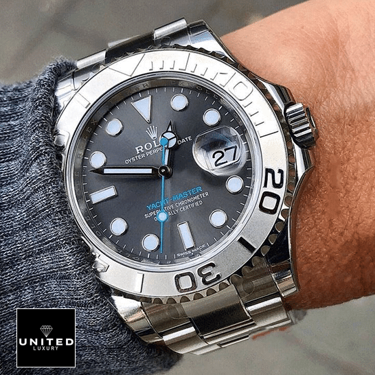 Rolex Yacht-Master 116622-0003 Platinum & Rhodium Dial 1 Rolex Yacht Master 116622-0003 grey dial on the wrist