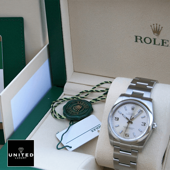 Rolex Air King114200 Stainless Steel White Dial  in the rolex box