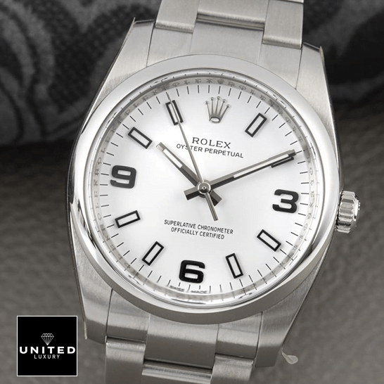 Rolex Air King 114200 Stainless Steel White Dial  grey background