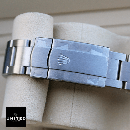 Rolex Stainless Steel  clasp on the rolex logo in rolex box