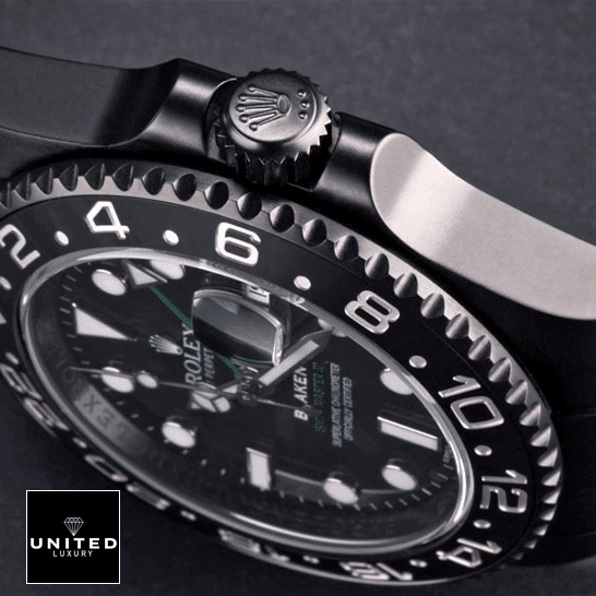 Rolex Blaken GMT-Master II 116710 Black Case  Right side Crown Pusher