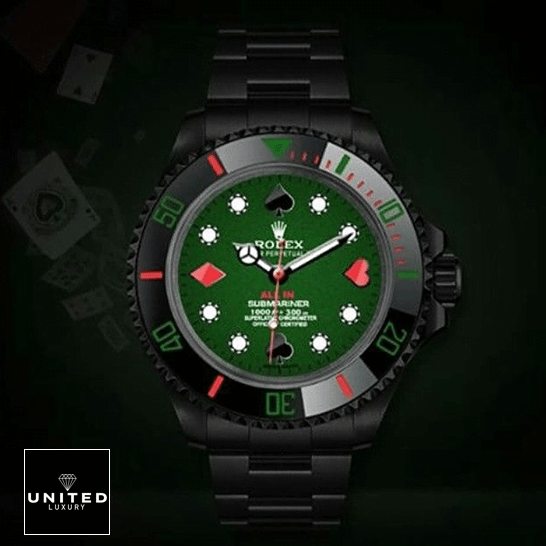 Rolex 114060 Submariner Poker Green Dial  poker card background