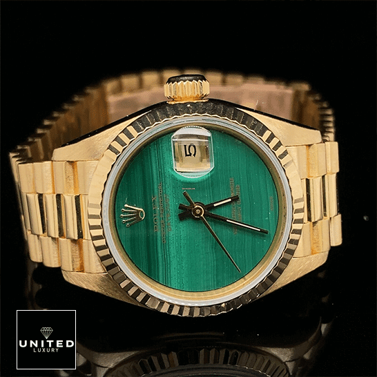 Rolex Datejust 69178 Yellow Gold Fluted Bezel Malachite Dial 