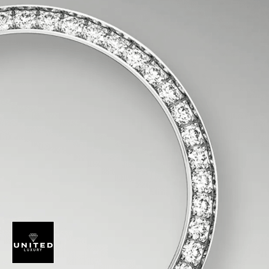 Rolex 279384RBR Datejust Diamond Bezel  grey background