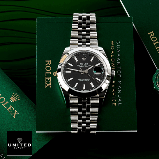 Rolex Datejust 11823 Steel Black Dial Jubilee  on the warranty card