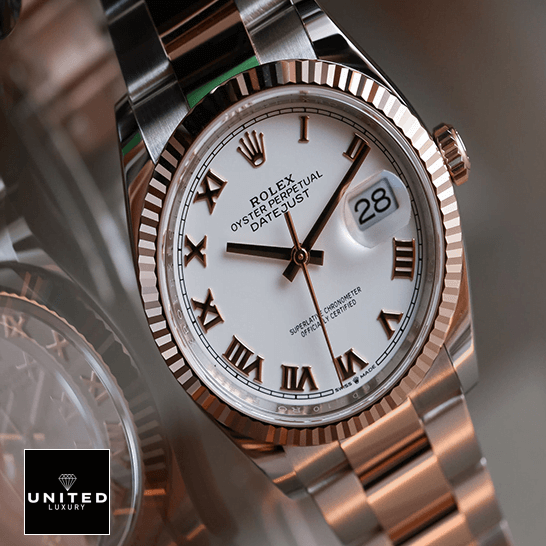 Rolex Datejust 126231 Steel Gold Roman  burning on glass