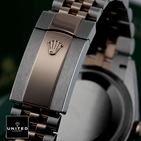 Rolex 126231 Everose Gold Jubilee Bracelet  clasp on the rolex logo