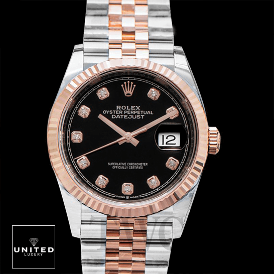 Rolex 126231 Black Dial Diamond  black background