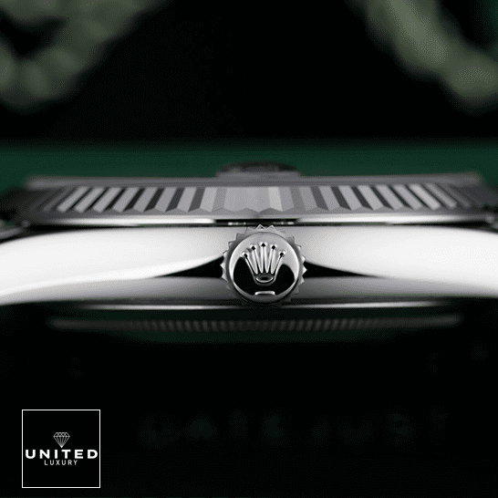 Rolex Datejust White Gold  crown / push button and leftside view