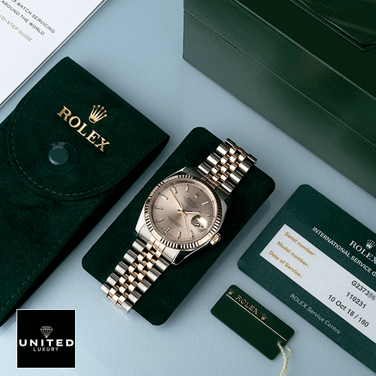 Rolex Datejust Sundust 126331-0010 Two Tone Bracelet  and Rolex Service Card