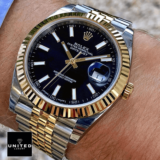 Rolex Datejust 126333 Black Dial Yellow Gold  on the man wrist