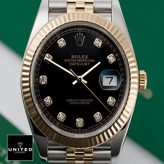 Rolex Datejust 12633BKDJ Yellow Gold Fluted Bezel Black Dial 