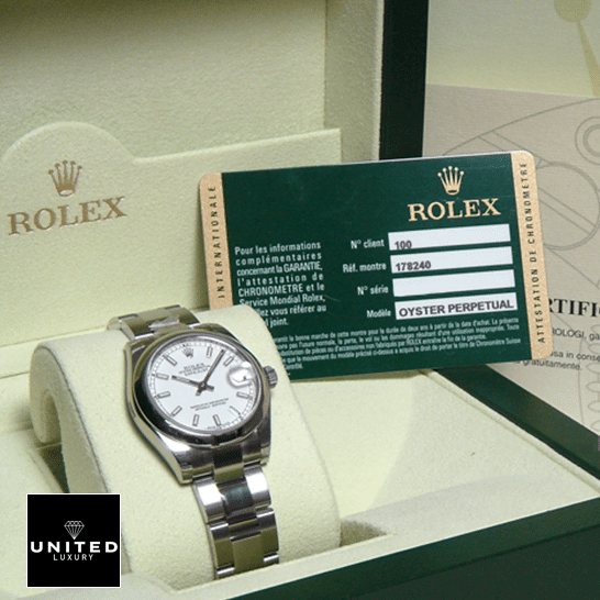Rolex Datejust 178240 Silver White Dial  & Guarantee Card