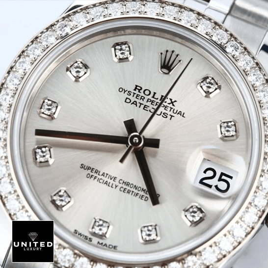 Rolex Datejust 178384 Diamond Bezel  close analog view