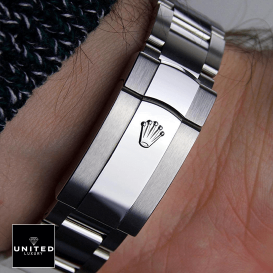 Rolex 279160 Stainless Steel Oyster Bracelet Clasp  on the man wrist