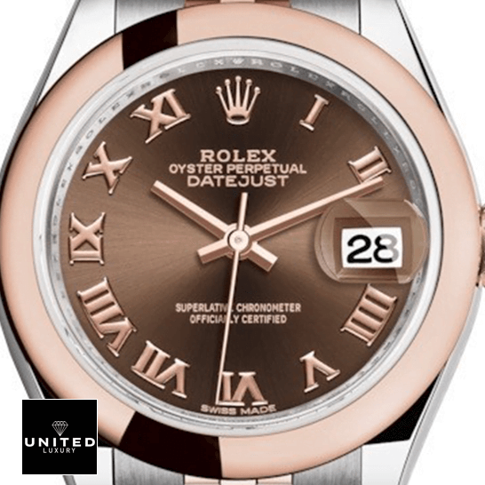 Rolex Datejust 279161 Steel Everose Gold Roman Dial  white background