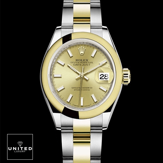 Rolex Datejust 279163 Steel Yellow Gold Dial  black background