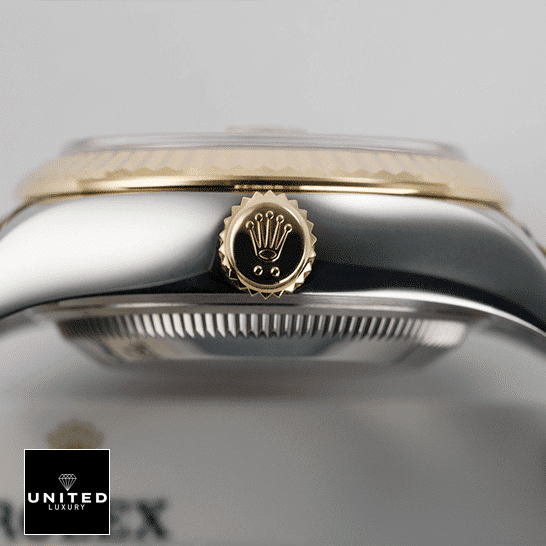 Rolex Lady-Datejust 279173-0019 S.Steel Case Yellow Gold Crown Pusher 