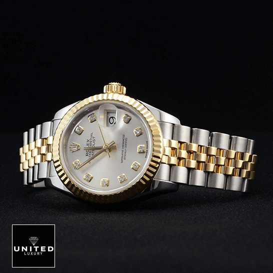 Rolex Datejust Steel Yellow Gold Diamond  black background