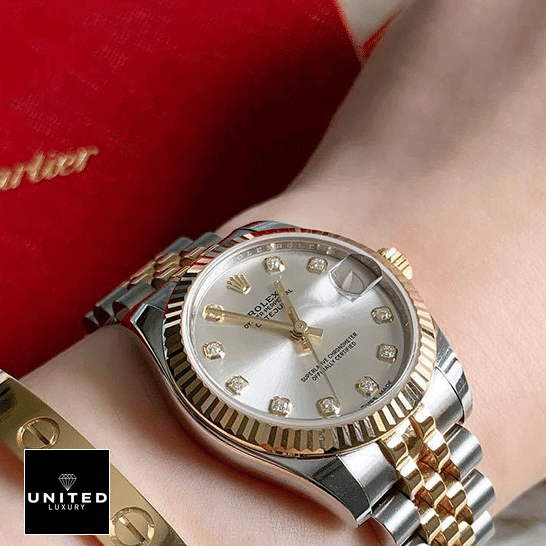 Rolex Datejust Diamond  on a woman's wrist