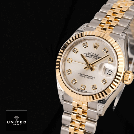 Rolex Datejust 279173 White Dial Diamond  black bracelet