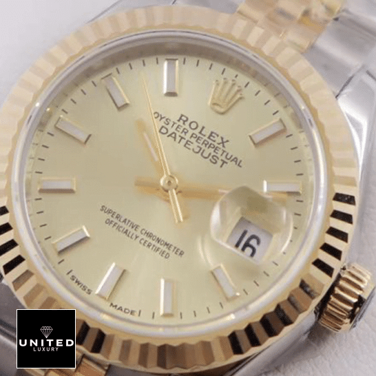 Rolex Datejust Gold Dial  close view