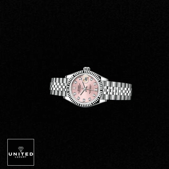 Rolex Datejust 279174 Pink Dial Jubilee  black background