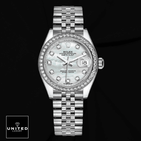 Rolex Datejust 279384RBR White Gold Automatic Mother Pearl Diamond Dial Jubilee 