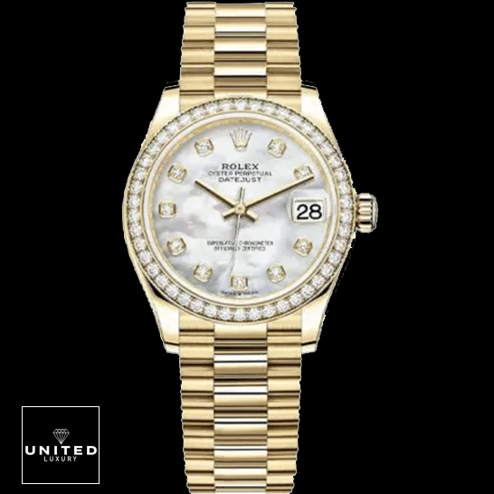 Rolex Datejust Diamond Gold 178288-0001 Mother of Pearl With Diamond Dial 