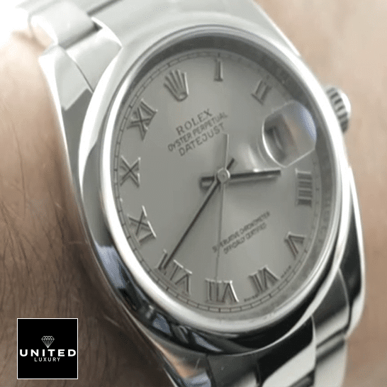 Rolex Datejust 36 Perpetual 116200 Silver Dial  on his arm