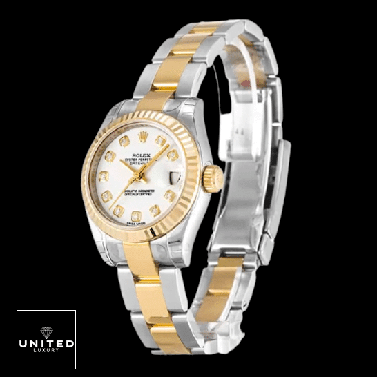 Rolex Datejust 179173 Yellow Gold Fluted Bezel  Black Background