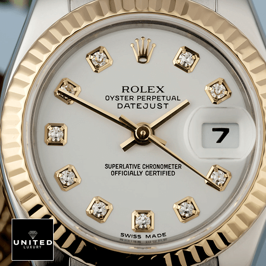 Rolex Datejust Diamond White Dial  close analog view