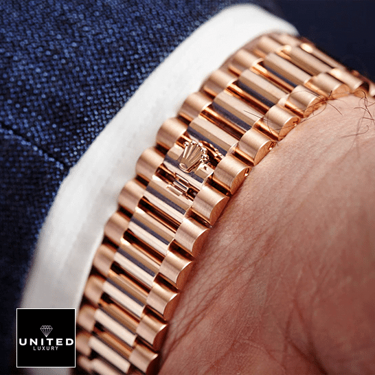 Rolex Rhodium gold jubilee  rolex logo and on the wrist