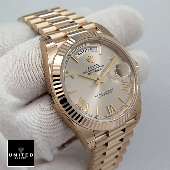 Rolex Day-Date 228235 AR Stainless Steel With Rose Gold Bracelet 