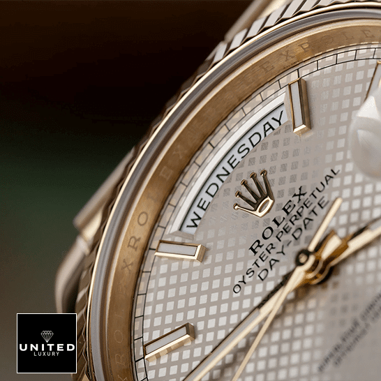 Rolex Day-Date 228238 Silver Diagonal Dial 