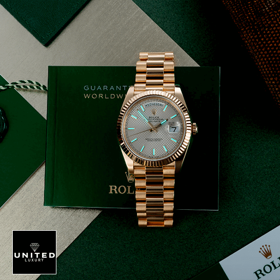 Rolex Day-Date 228238 rLuminous Dial & Guarantee Card