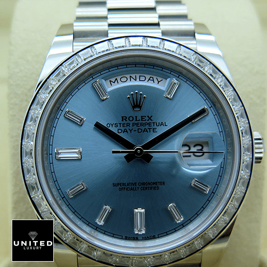 Rolex Day-Date Platinum 228396TBR001 Ice Blue Baguette Index 
