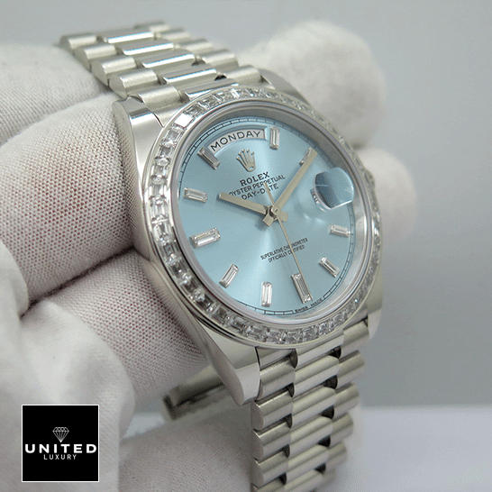 Rolex Day-Date 228396TBR001 Oyster diamond bezel  on the hand