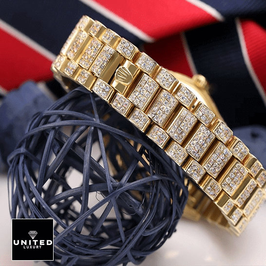 Mens Iced Out Watches 6 Rolex Day-Date 36 18038 Full Diamond Oyster Bracelet on the Rolex logo