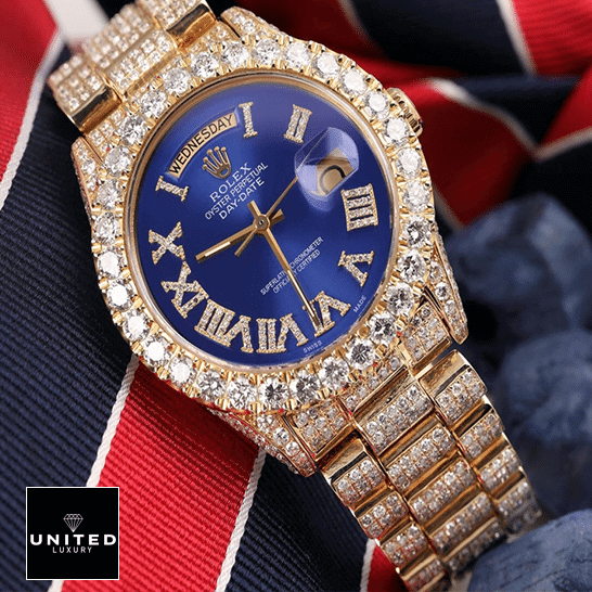 Mens Iced Out Watches 1 Rolex Day-Date 36 18038 Iced Out